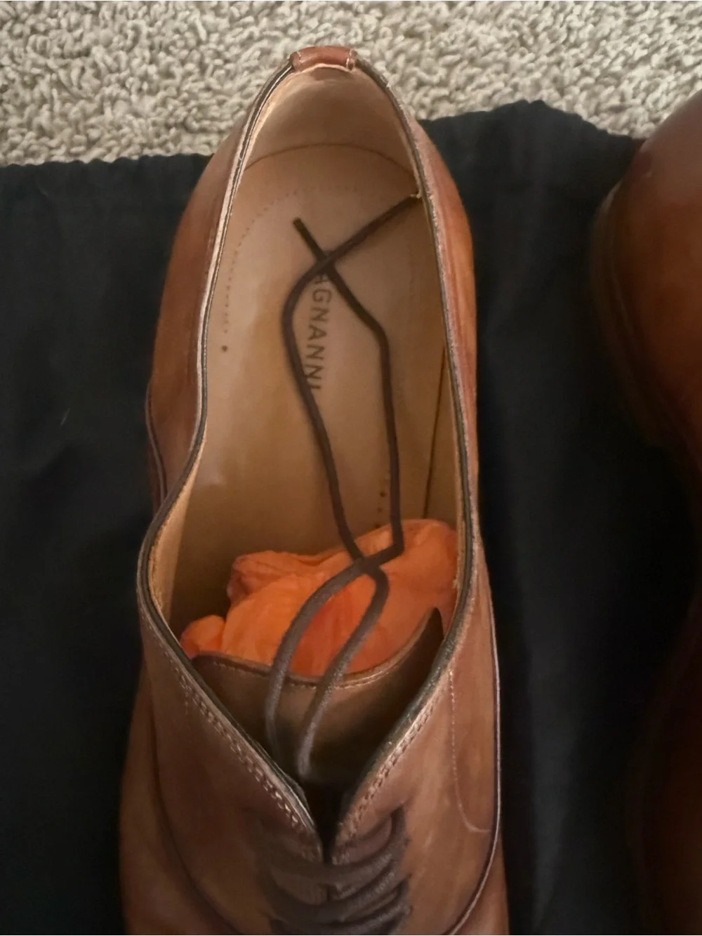 Magnanni Tan Brown Leather Cap-Toe Derby